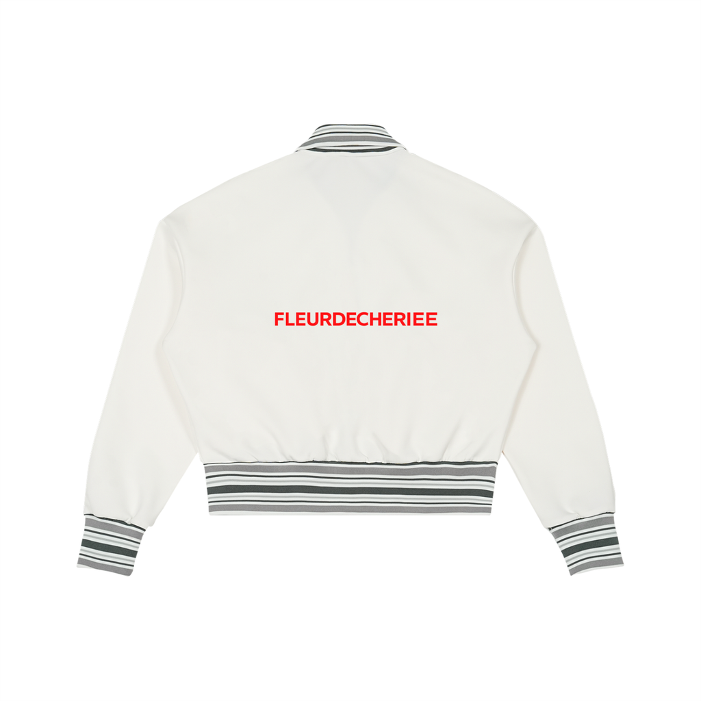 Striped Rib Collar Zip Jacket