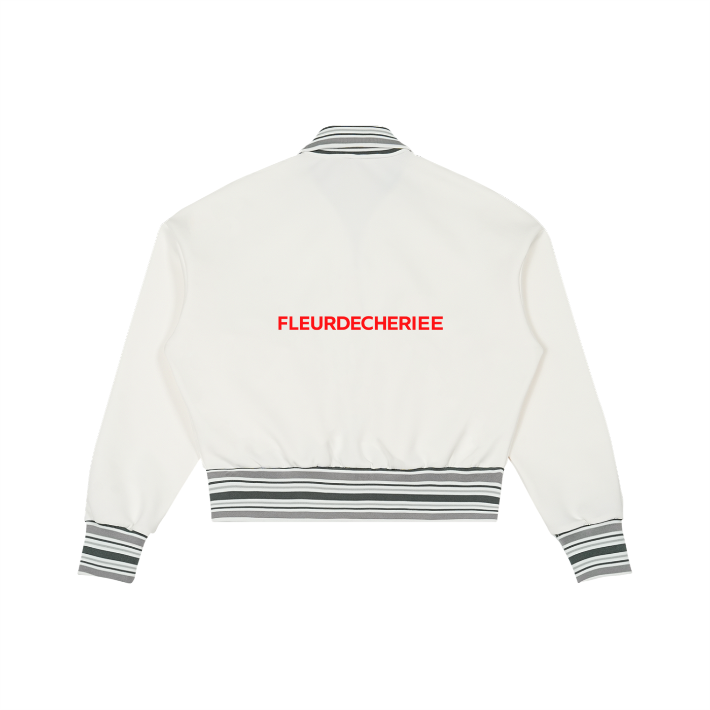 Striped Rib Collar Zip Jacket